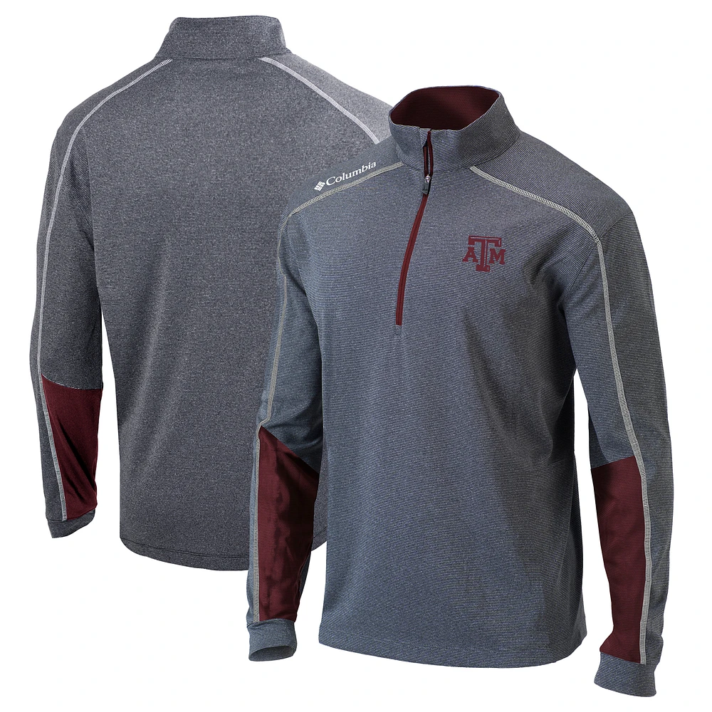 Men's Columbia Heathered Gray/Maroon Texas A&M Aggies Omni-Wick Shotgun 2.0 Quarter-Zip Pullover Top