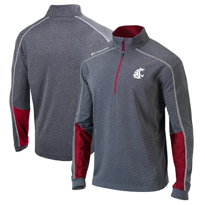 Men's Columbia Heathered Gray/Crimson Washington State Cougars Omni-Wick Shotgun 2.0 Quarter-Zip Pullover Top