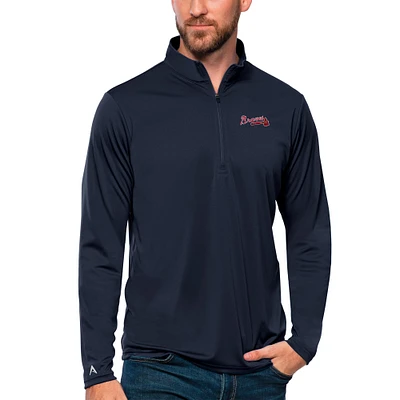 Men's Antigua Navy Atlanta Braves Tribute Quarter-Zip Pullover Top