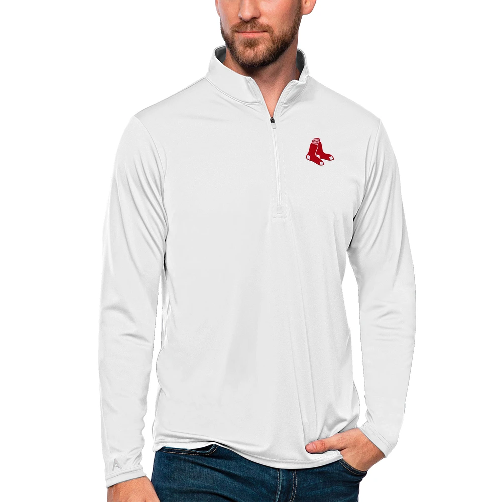 Men's Antigua Boston Red Sox Tribute Quarter-Zip Pullover Top