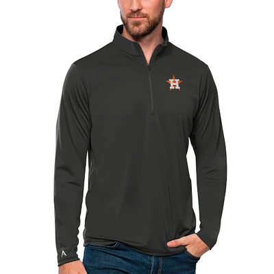 Men's Antigua Charcoal Houston Astros Tribute Quarter-Zip Pullover Top