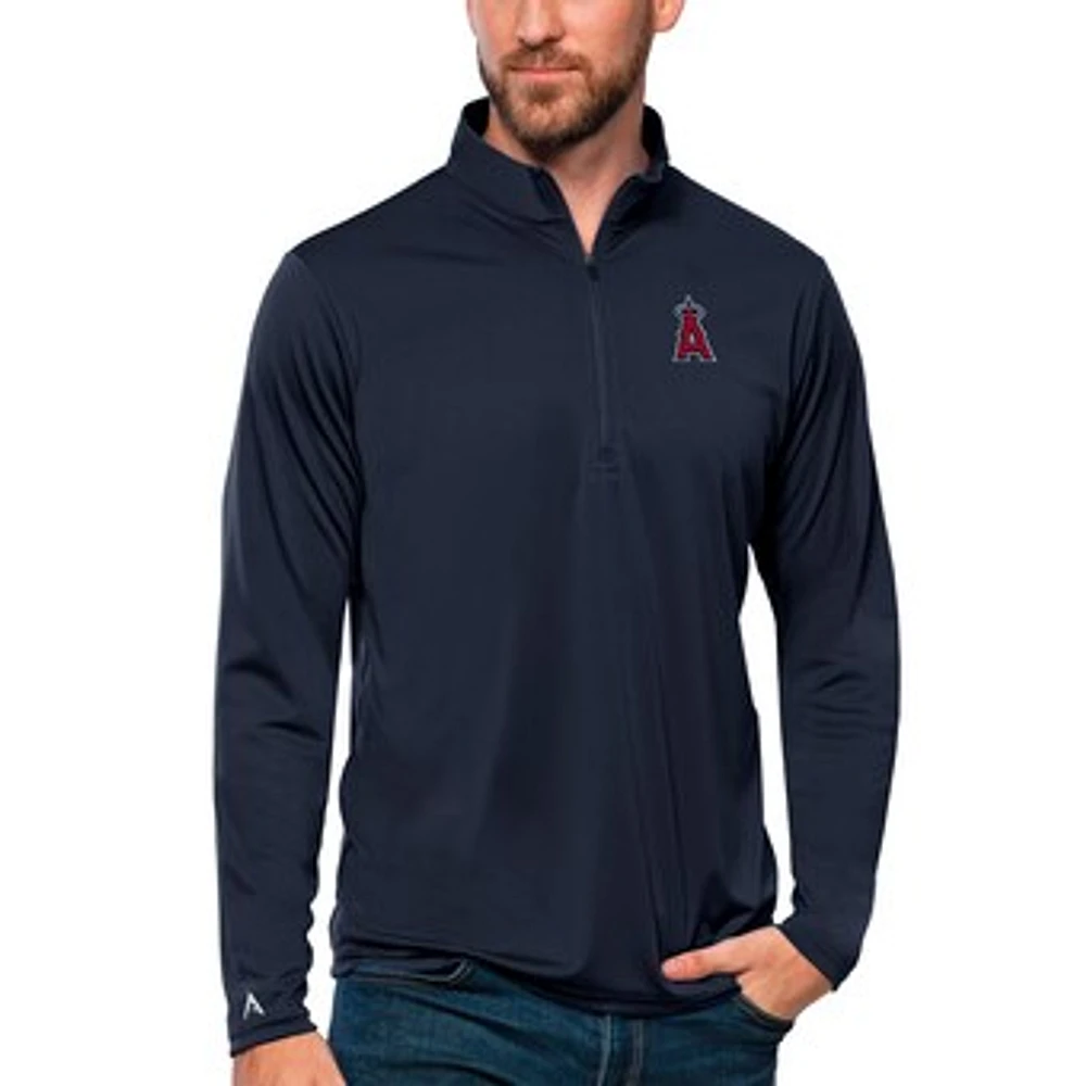 Men's Antigua Navy Los Angeles Angels Tribute Quarter-Zip Pullover Top