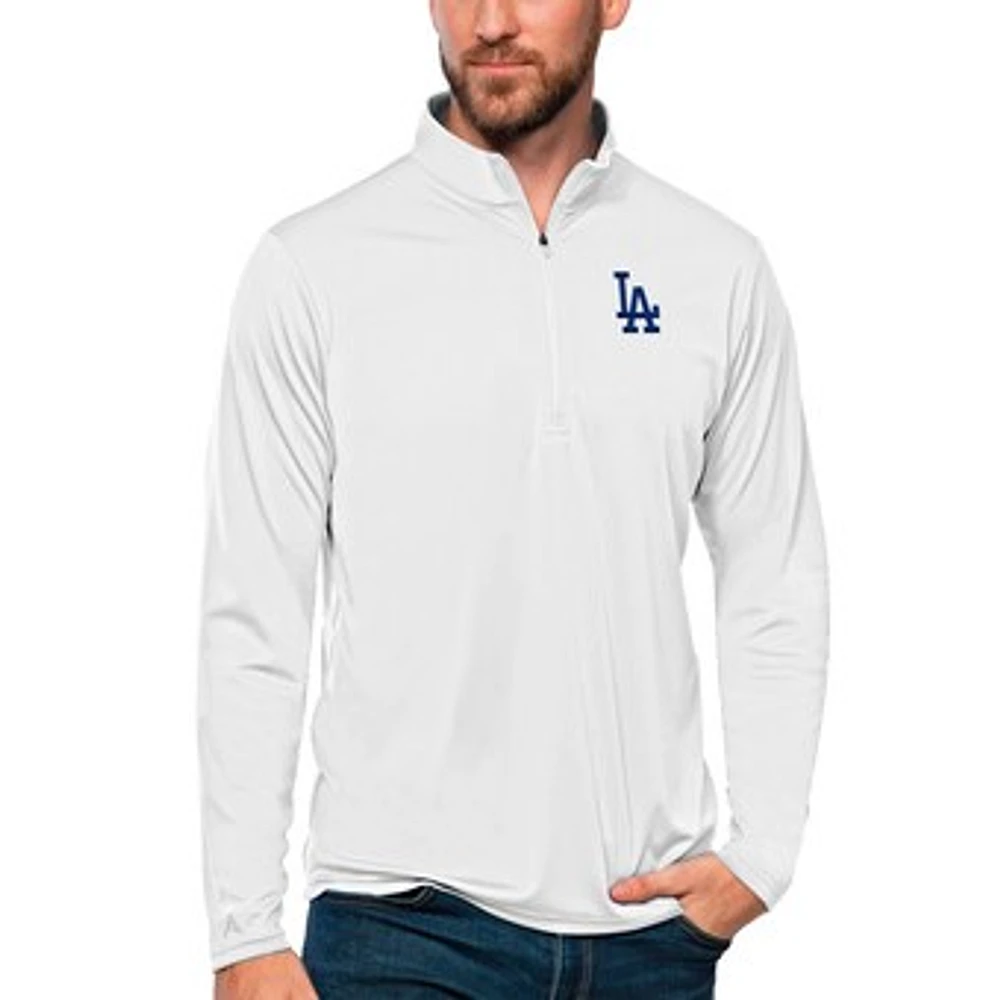 Men's Antigua Los Angeles Dodgers Tribute Quarter-Zip Pullover Top