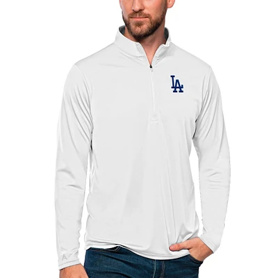 Men's Antigua Los Angeles Dodgers Tribute Quarter-Zip Pullover Top