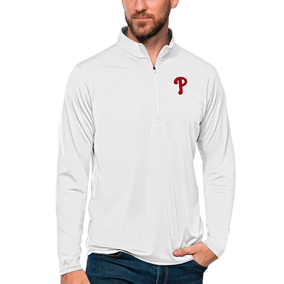 Men's Antigua Philadelphia Phillies Tribute Quarter-Zip Pullover Top