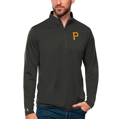 Men's Antigua Charcoal Pittsburgh Pirates Tribute Quarter-Zip Pullover Top
