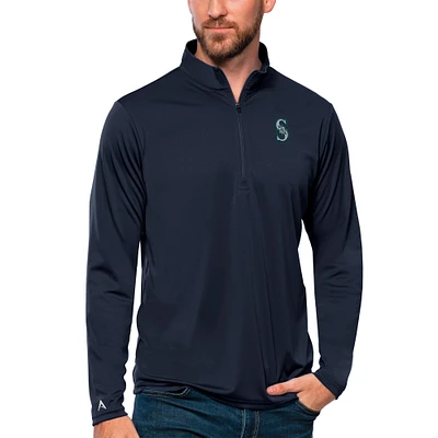 Men's Antigua Navy Seattle Mariners Tribute Quarter-Zip Pullover Top