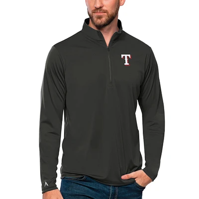Men's Antigua Charcoal Texas Rangers Tribute Quarter-Zip Pullover Top