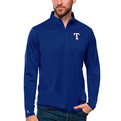 Men's Antigua Royal Texas Rangers Tribute Quarter-Zip Pullover Top