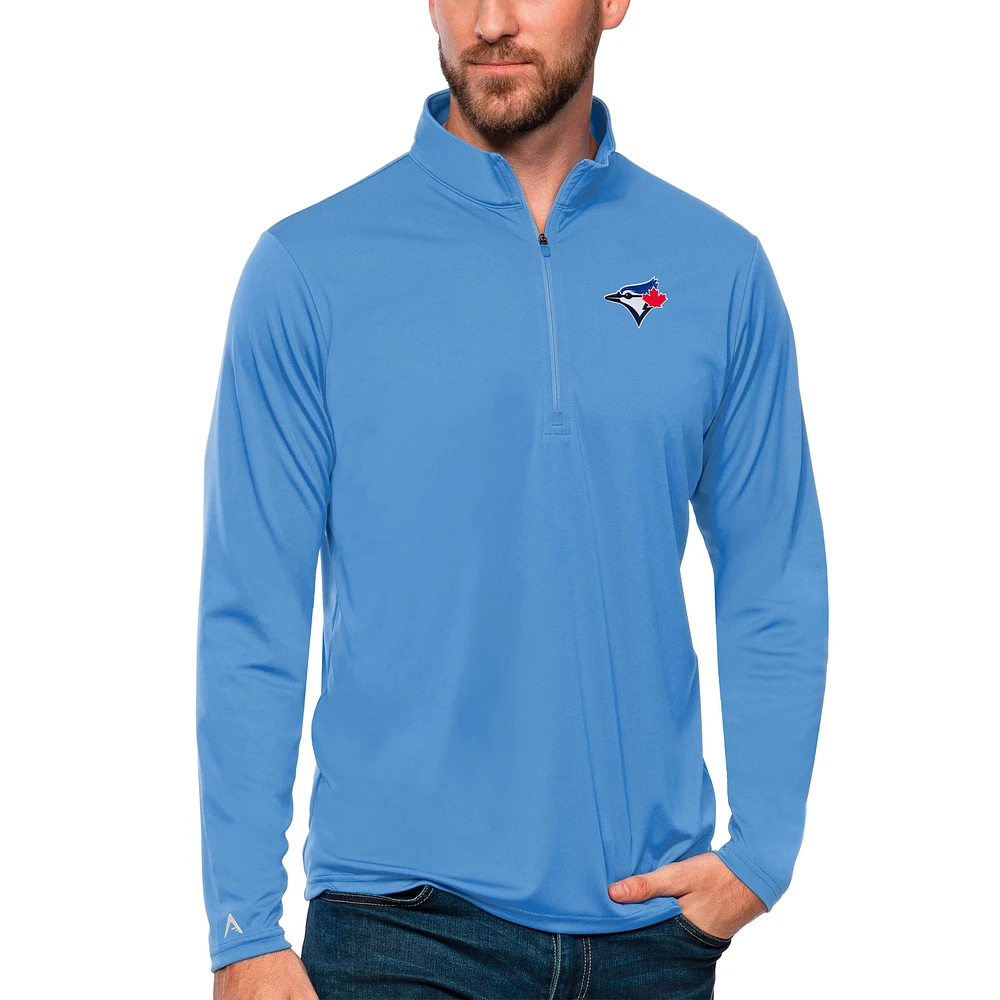 Men's Antigua Powder Blue Toronto Jays Tribute Quarter-Zip Pullover Top