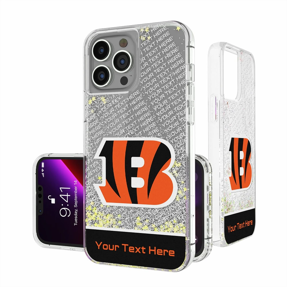 Cincinnati Bengals Personalized Endzone Plus Design iPhone Glitter Phone Case