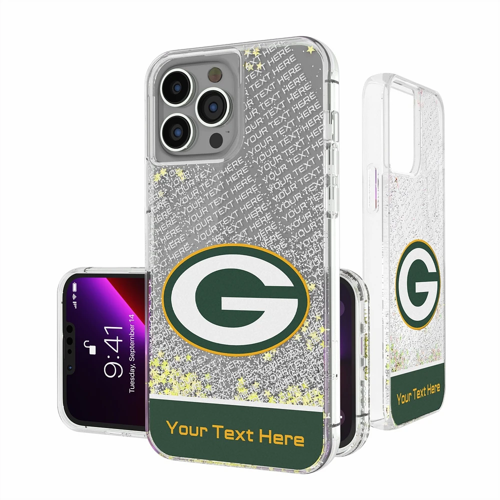 Green Bay Packers Personalized Endzone Plus Design iPhone Glitter Phone Case