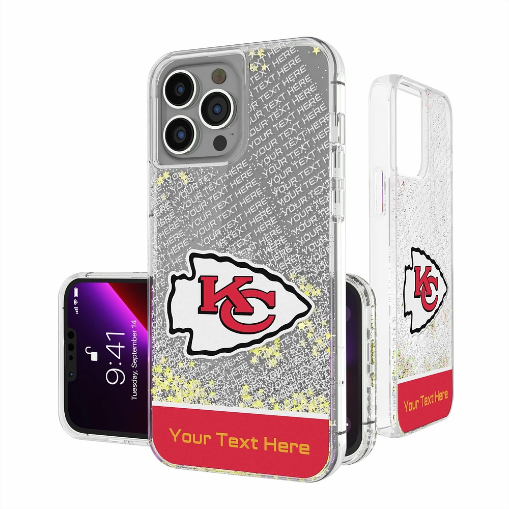 Kansas City Chiefs Personalized Endzone Plus Design iPhone Glitter Phone Case