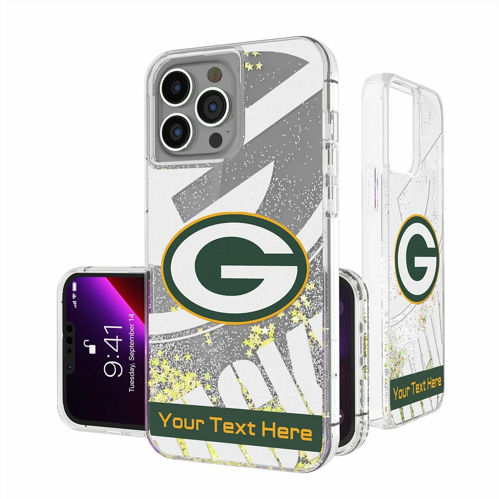 Green Bay Packers Personalized Tilt Design iPhone Glitter Phone Case