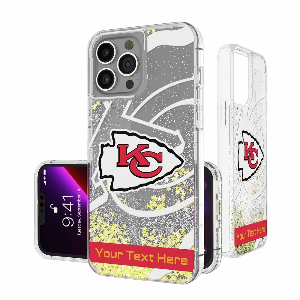 Kansas City Chiefs Personalized Tilt Design iPhone Glitter Phone Case