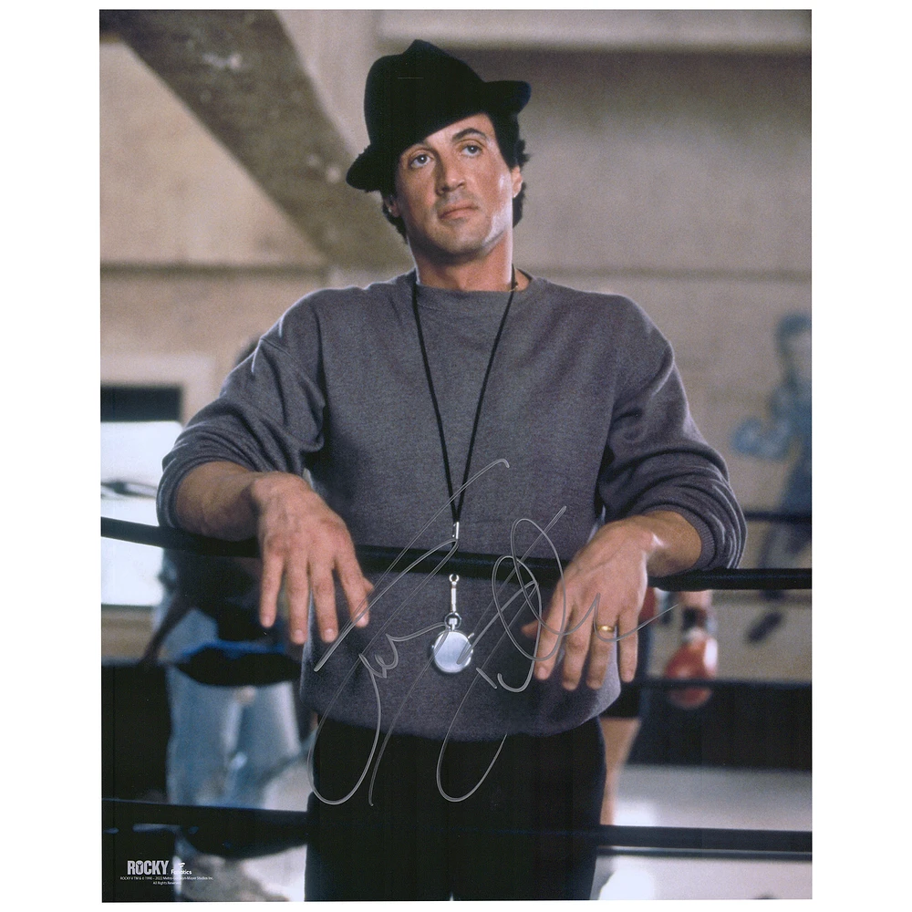 Sylvester Stallone Rocky V Autographed 16'' x 20'' Leaning on Ropes Photograph