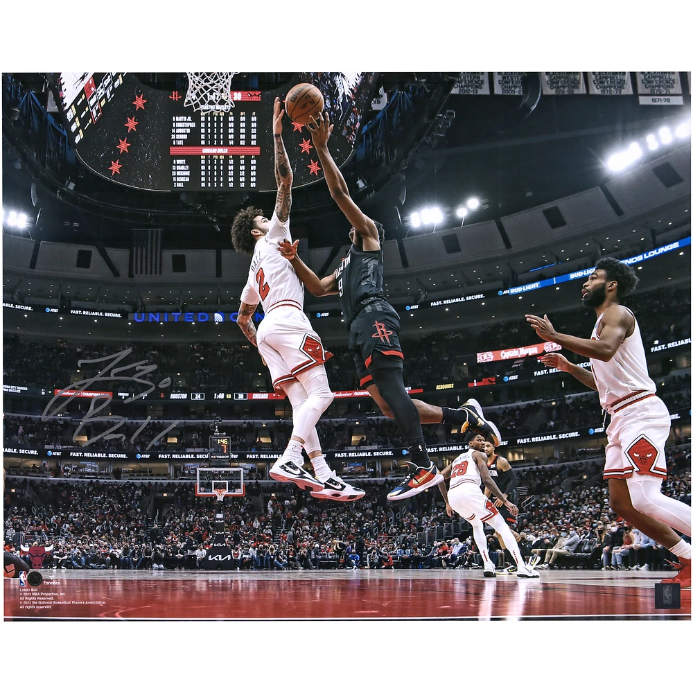 Lonzo Ball Chicago Bulls Autographed 16" x 20" Block vs. Houston Rockets Photograph