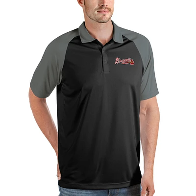 Men's Antigua Black/Gray Atlanta Braves Nova Polo