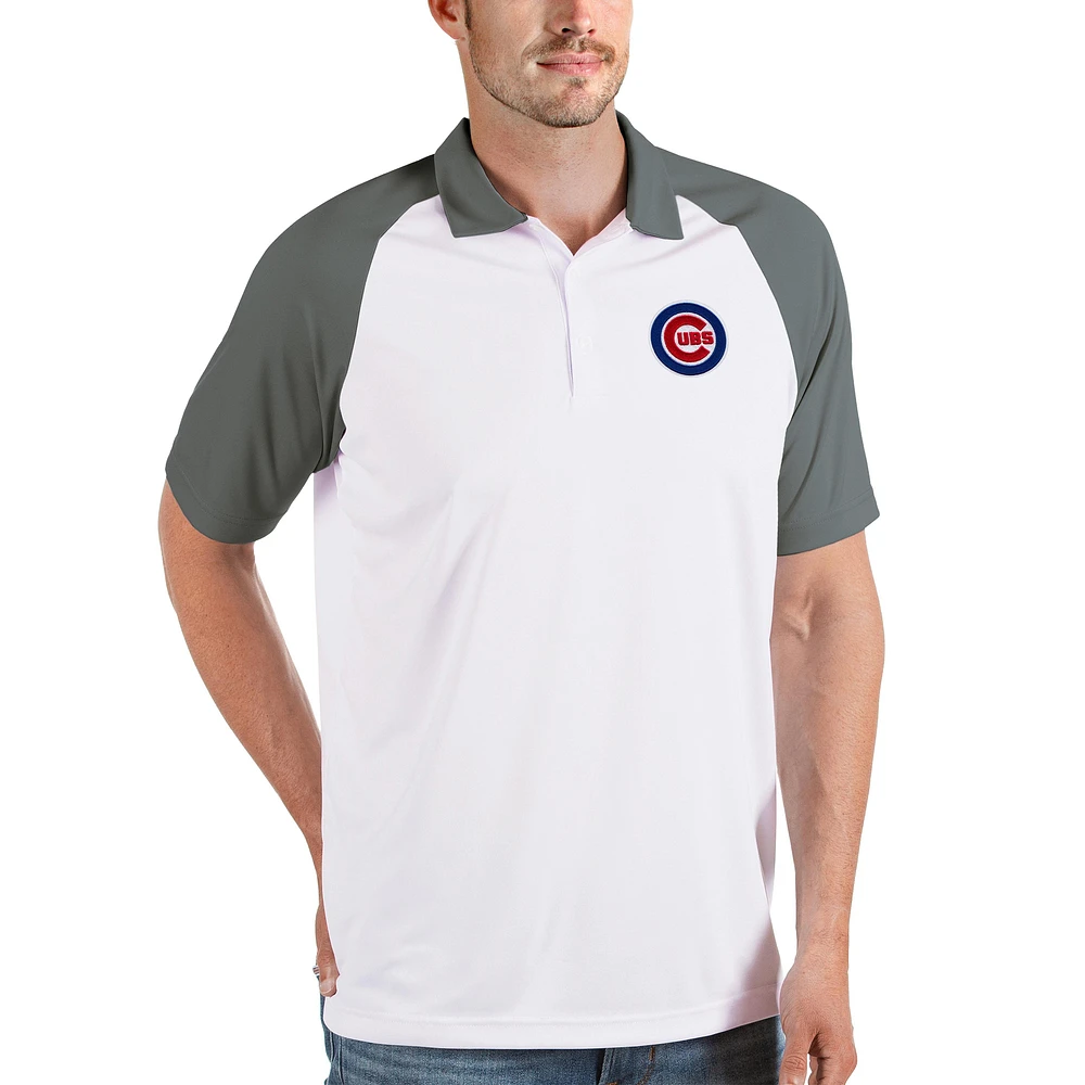 Men's Antigua White/Gray Chicago Cubs Nova Polo