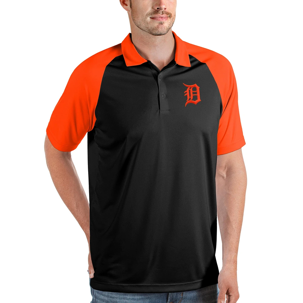 Men's Antigua Black/Orange Detroit Tigers Nova Polo