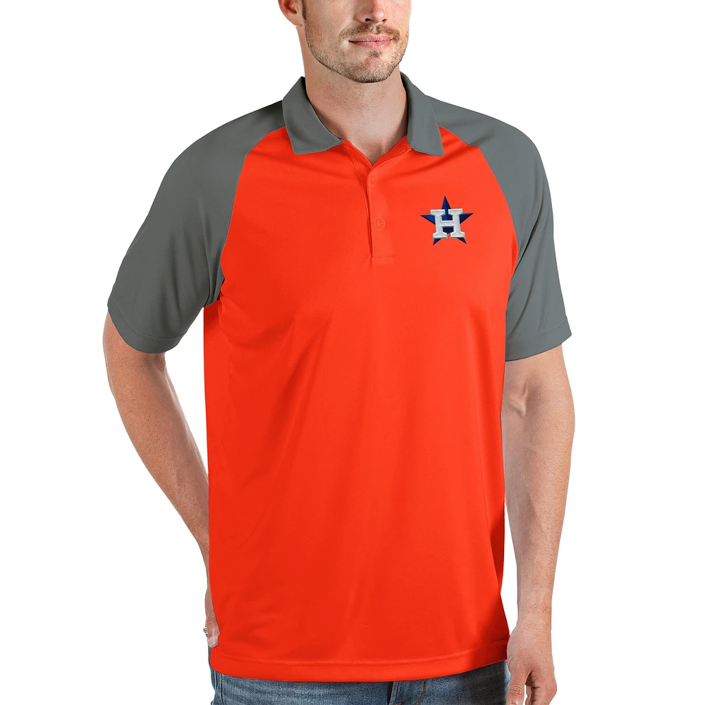 Men's Antigua Orange/Gray Houston Astros Nova Polo