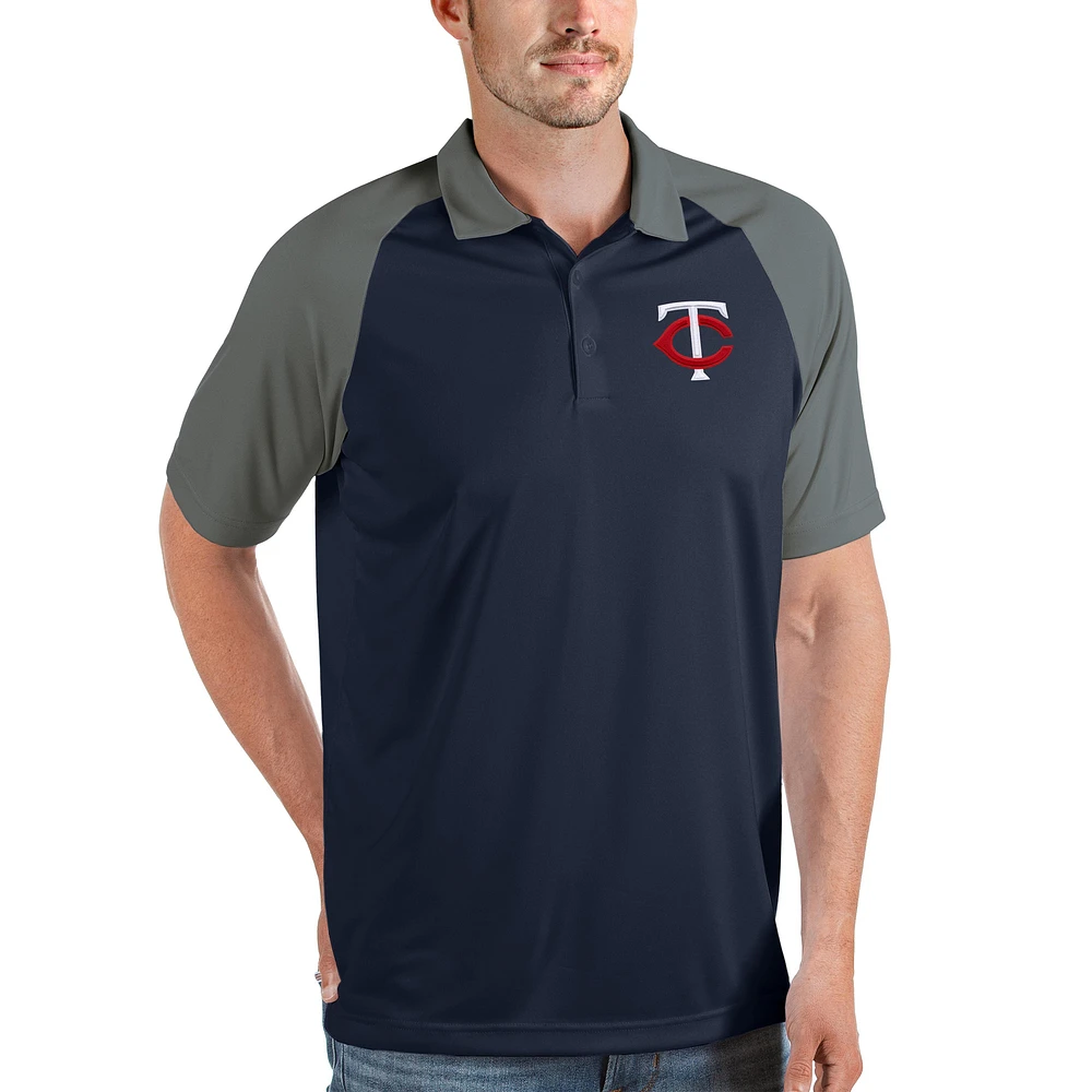Men's Antigua Navy/Gray Minnesota Twins Nova Polo