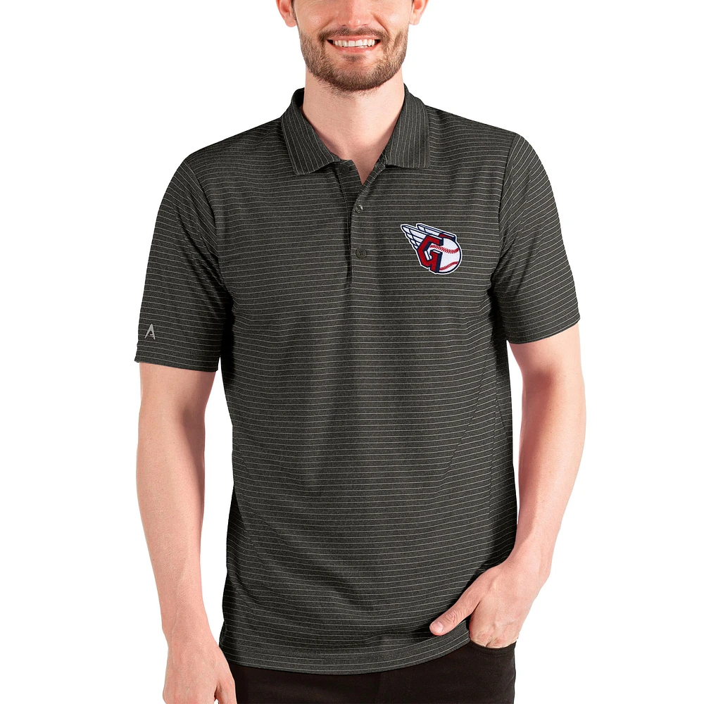 Men's Antigua Heathered Black/Silver Cleveland Guardians Esteem Polo