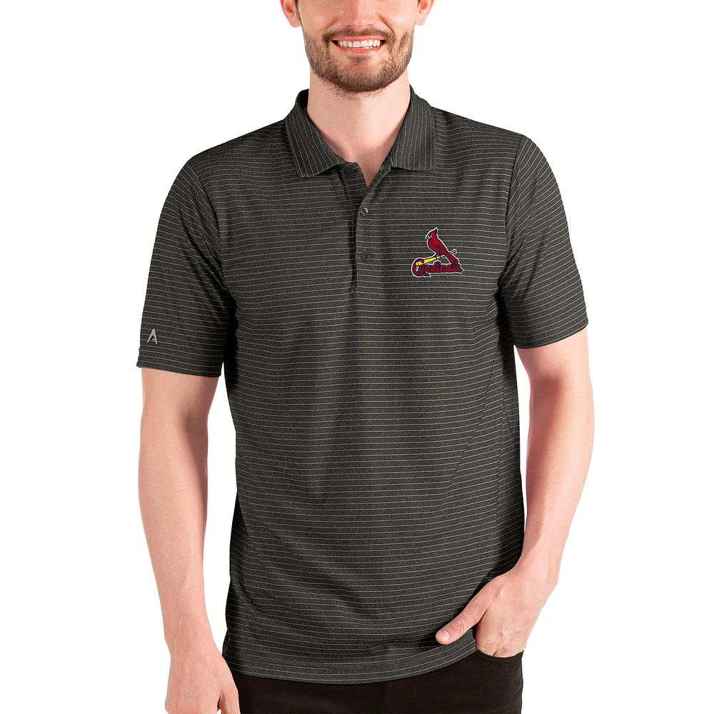 Men's Antigua Heathered Black/Silver St. Louis Cardinals Esteem Polo