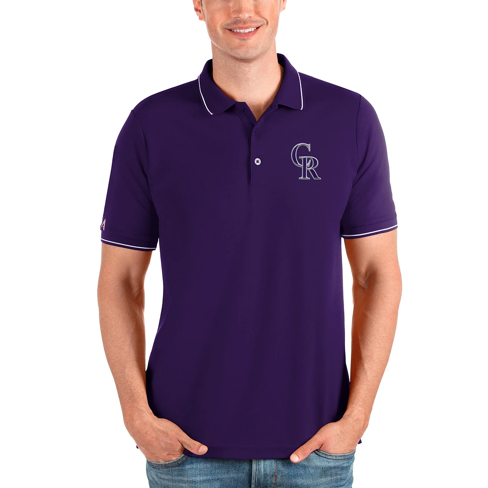 Men's Antigua Purple Colorado Rockies Affluent Polo