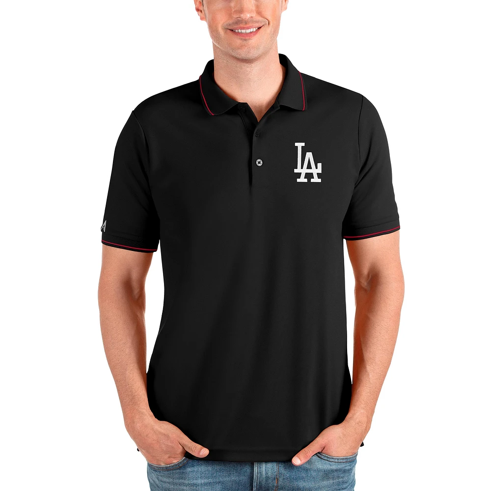 Men's Antigua Black Los Angeles Dodgers Affluent Polo