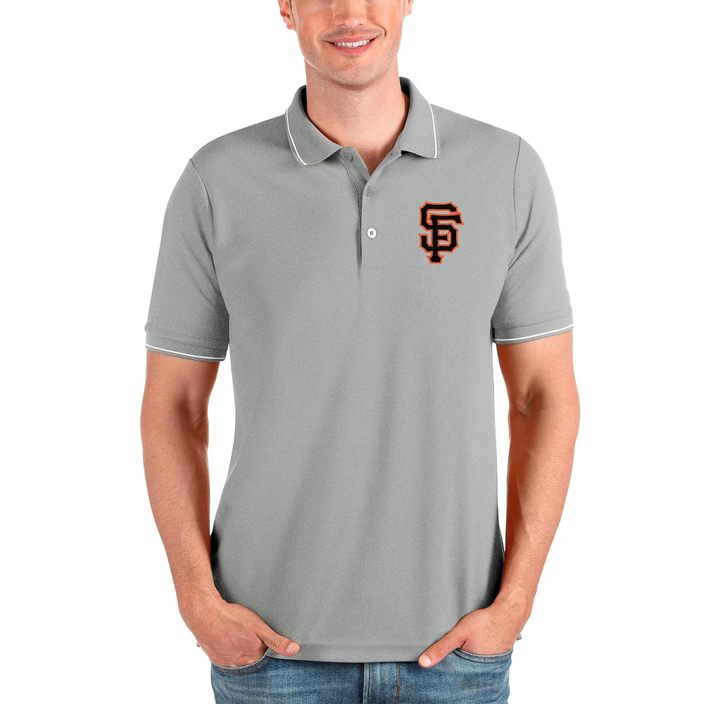 Men's Antigua Heathered Gray San Francisco Giants Affluent Polo