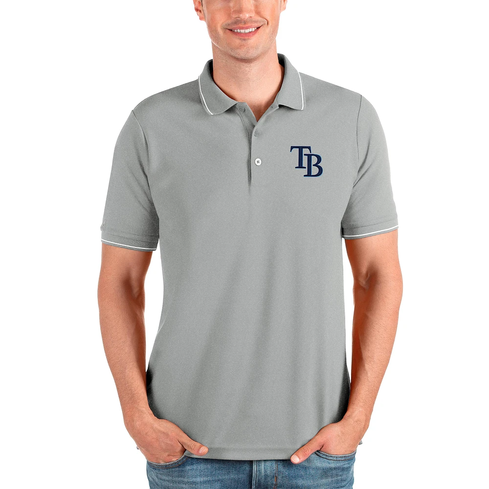 Men's Antigua Heathered Gray Tampa Bay Rays Affluent Polo