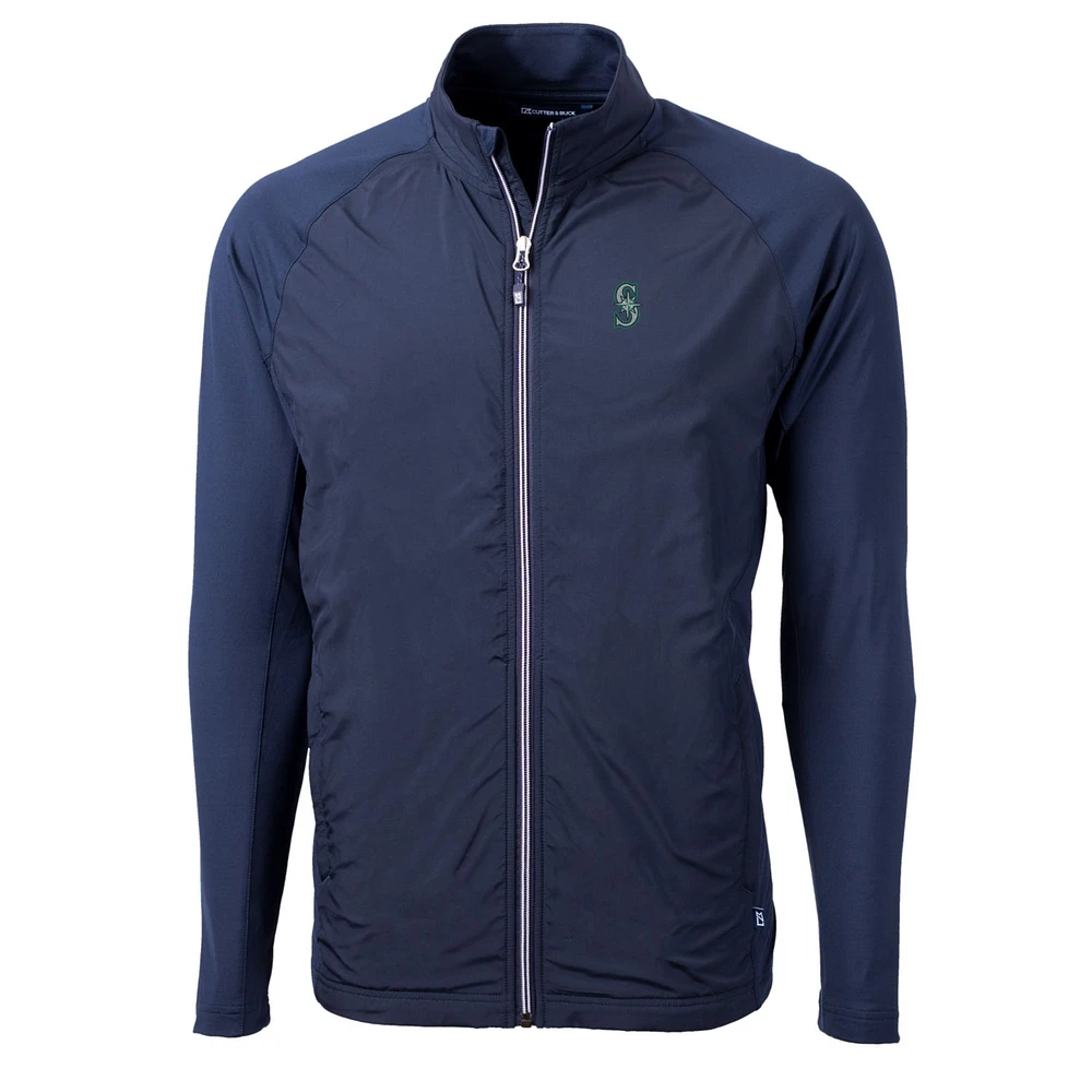 Men's Cutter & Buck Navy Seattle Mariners Big Tall Adapt Eco Knit Full-Zip Jacket