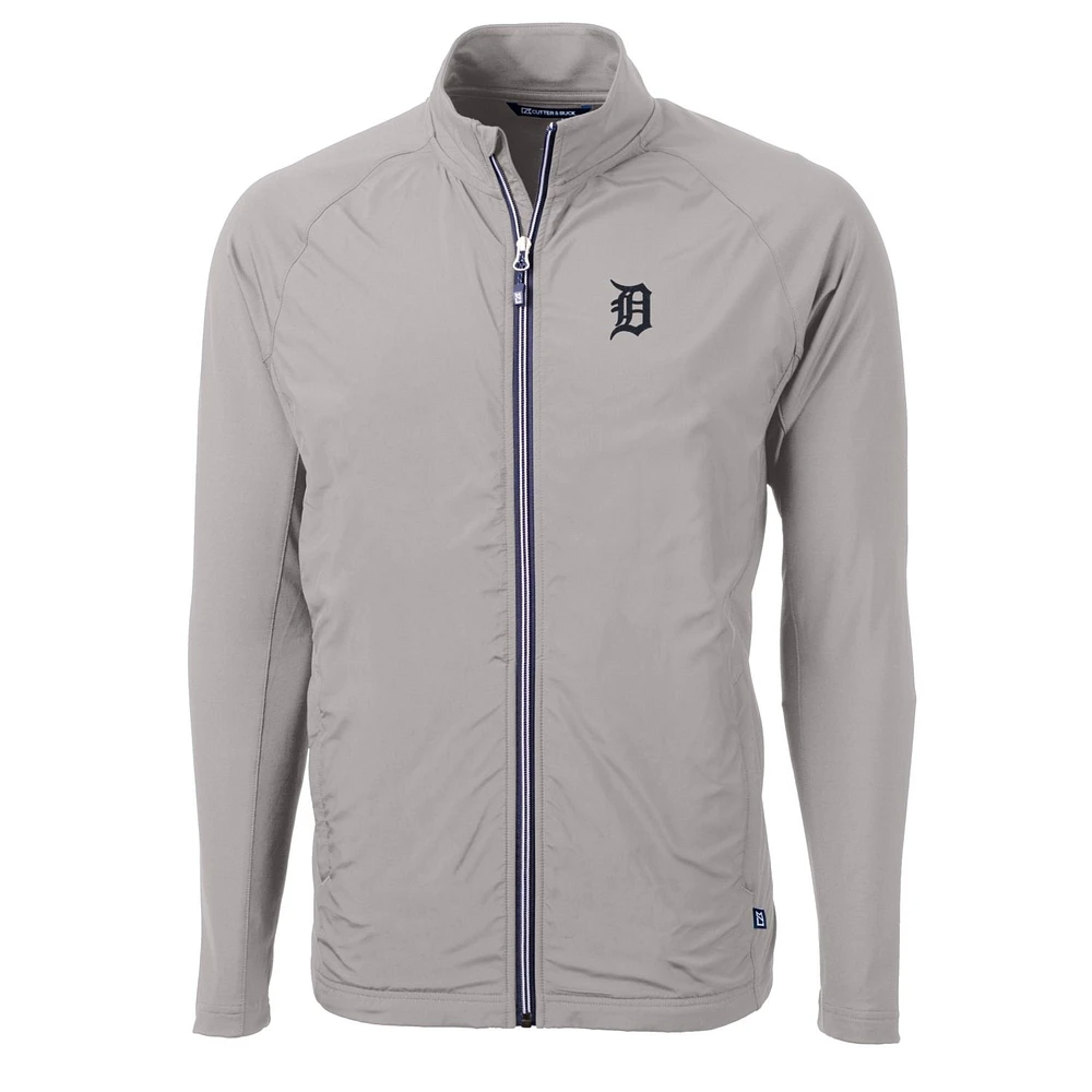Men's Cutter & Buck Gray Detroit Tigers Big Tall Adapt Eco Knit Full-Zip Jacket
