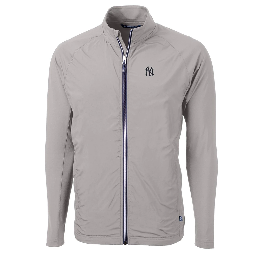 Men's Cutter & Buck Gray New York Yankees Big Tall Adapt Eco Knit Full-Zip Jacket