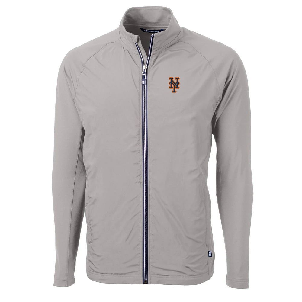 Men's Cutter & Buck Gray New York Mets Big Tall Adapt Eco Knit Full-Zip Jacket