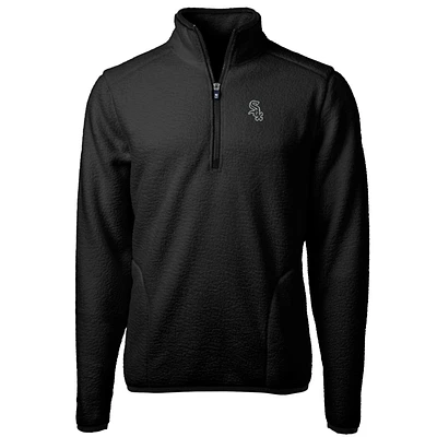 Men's Cutter & Buck Black Chicago White Sox Big Tall Cascade Eco Sherpa Fleece Quarter-Zip Pullover Jacket