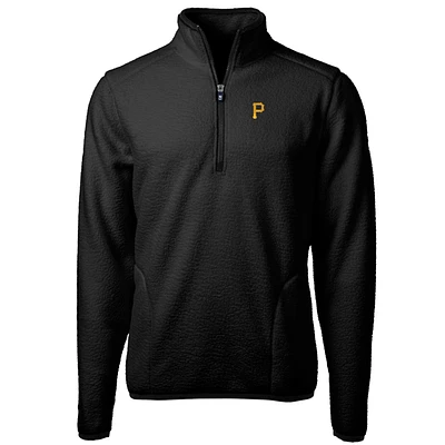 Men's Cutter & Buck Black Pittsburgh Pirates Big & Tall Cascade Eco Sherpa Fleece Quarter-Zip Pullover Jacket
