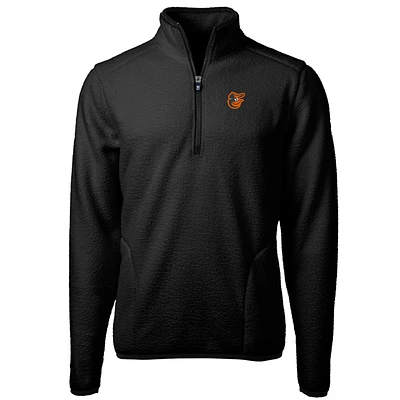 Men's Cutter & Buck Black Baltimore Orioles Big Tall Cascade Eco Sherpa Fleece Quarter-Zip Pullover Jacket