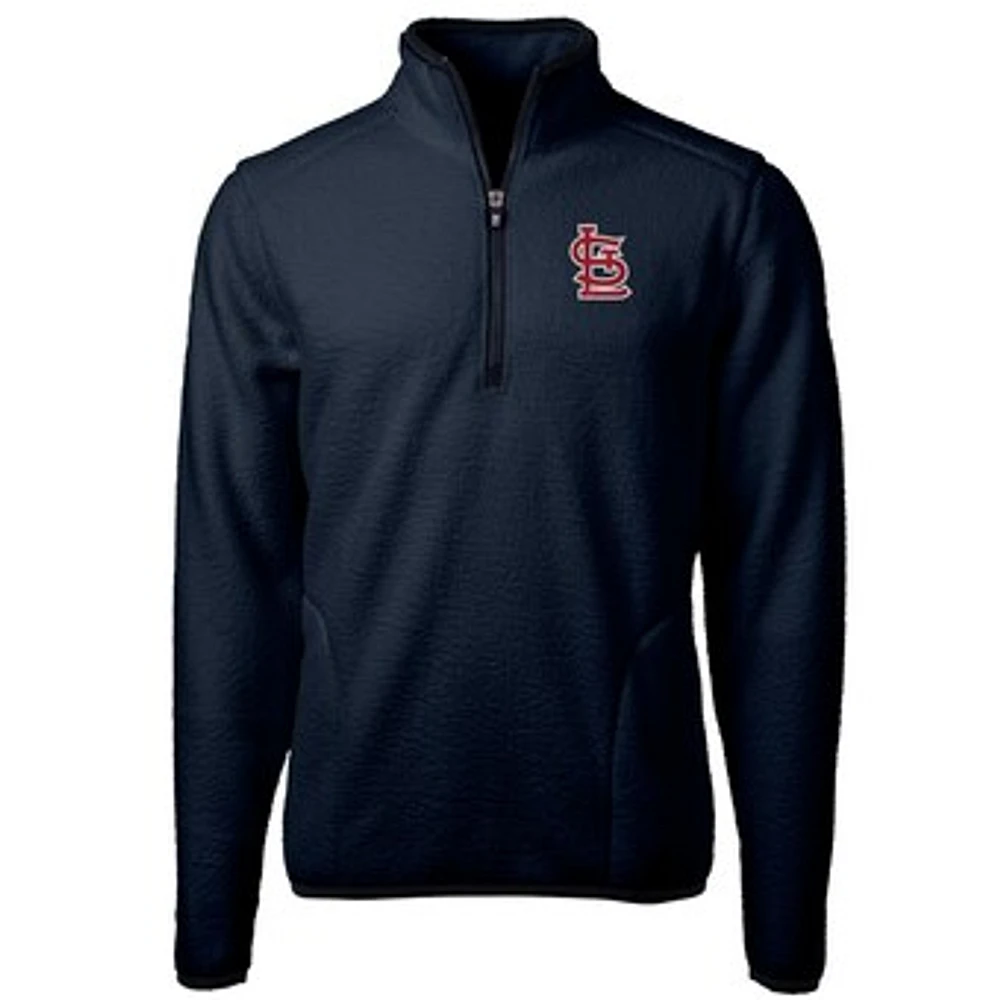 Men's Cutter & Buck Navy St. Louis Cardinals Big Tall Cascade Eco Sherpa Fleece Quarter-Zip Pullover Jacket