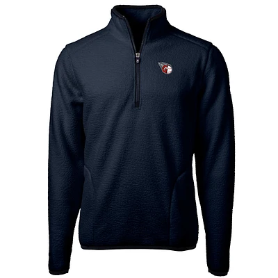 Men's Cutter & Buck Navy Cleveland Guardians Big Tall Cascade Eco Sherpa Fleece Quarter-Zip Pullover Jacket