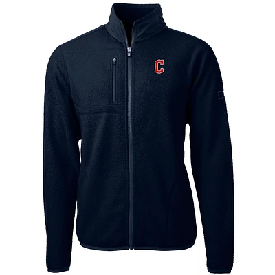 Men's Cutter & Buck Navy Cleveland Guardians Big Tall Cascade Eco Sherpa Fleece Full-Zip Jacket