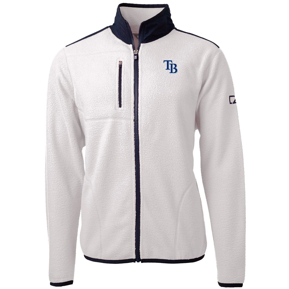 Men's Cutter & Buck White Tampa Bay Rays Big & Tall Cascade Eco Sherpa Fleece Full-Zip Jacket