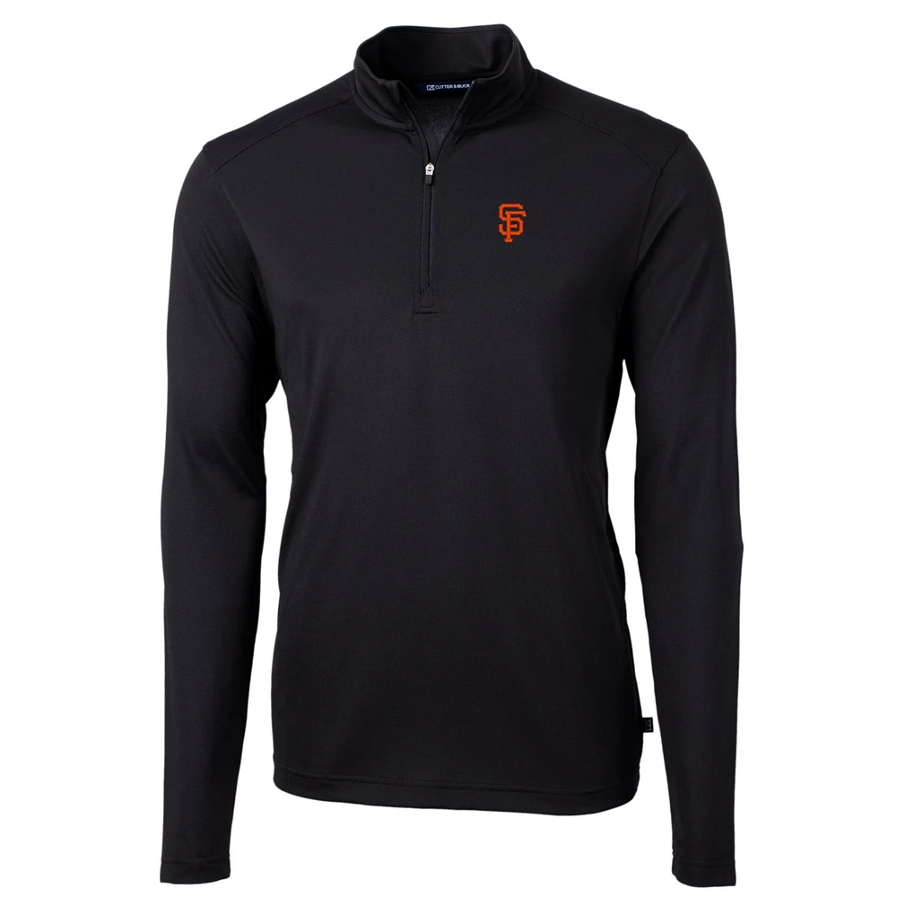 Men's Cutter & Buck Black San Francisco Giants Big Tall Virtue Eco Pique Quarter-Zip Pullover Jacket