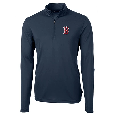 Men's Cutter & Buck Navy Boston Red Sox Big Tall Virtue Eco Pique Quarter-Zip Pullover Jacket