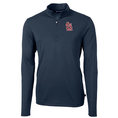 Men's Cutter & Buck Navy St. Louis Cardinals Big Tall Virtue Eco Pique Quarter-Zip Pullover Jacket