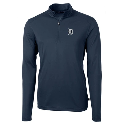 Men's Cutter & Buck Navy Detroit Tigers Big Tall Virtue Eco Pique Quarter-Zip Pullover Jacket