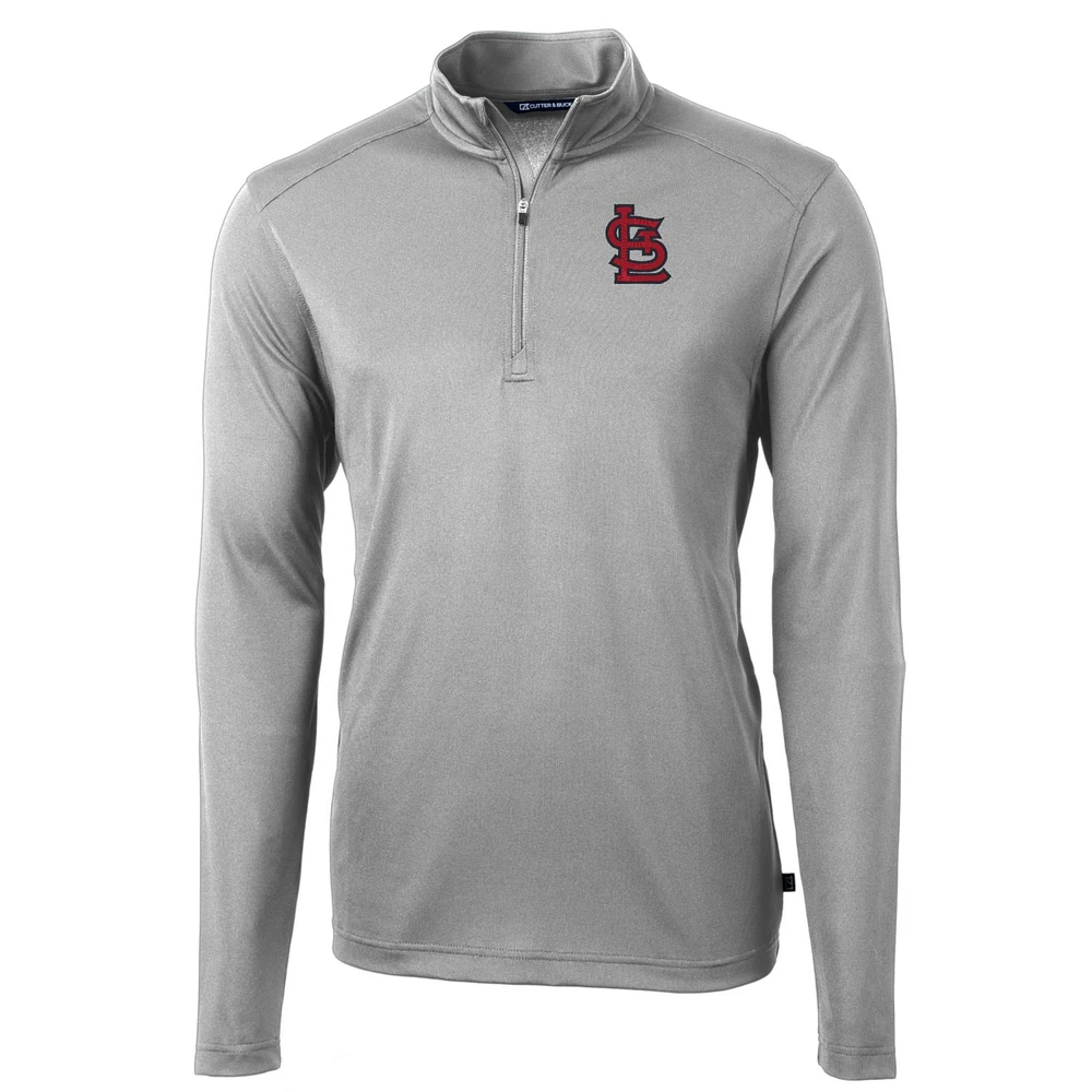Men's Cutter & Buck Gray St. Louis Cardinals Big & Tall Virtue Eco Pique Quarter-Zip Pullover Jacket