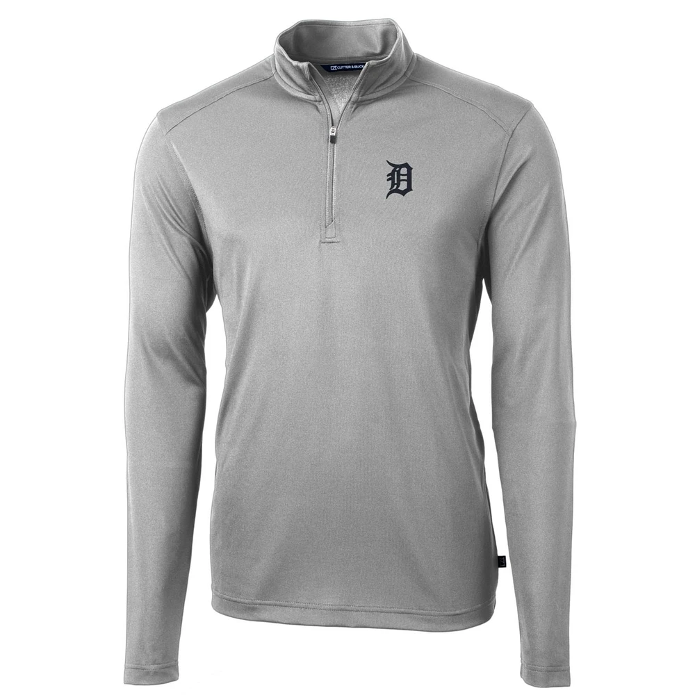 Men's Cutter & Buck Gray Detroit Tigers Big Tall Virtue Eco Pique Quarter-Zip Pullover Jacket