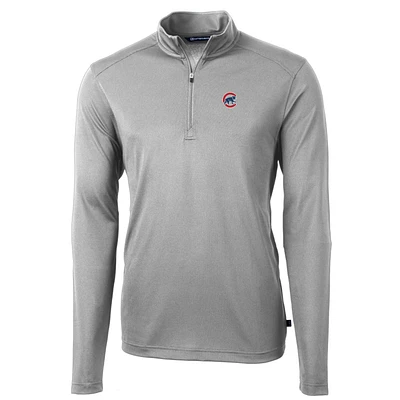 Men's Cutter & Buck Gray Chicago Cubs Big Tall Virtue Eco Pique Quarter-Zip Pullover Jacket